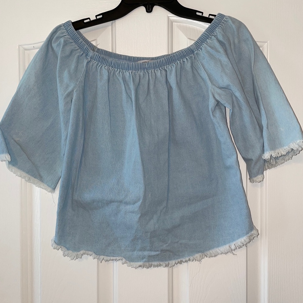 Denim Off the Shoulder Shirt
